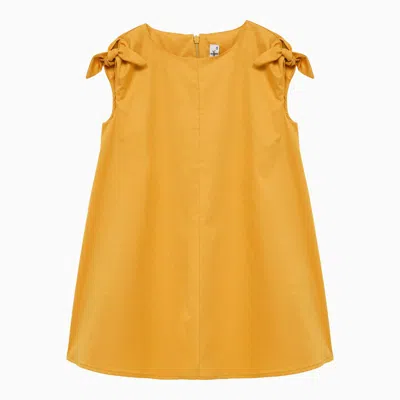 Il Gufo Kids' Curcuma Yellow Cotton Dress With Bows