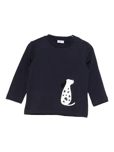 Il Gufo Babies' Dalmatian Graphic Long-sleeve T-shirt In Blue