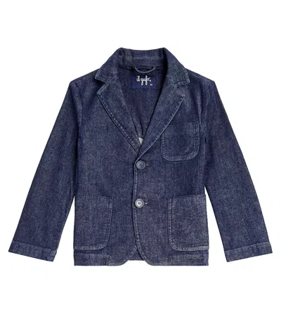 Il Gufo Kids' Single-breasted Denim Blazer In Blue