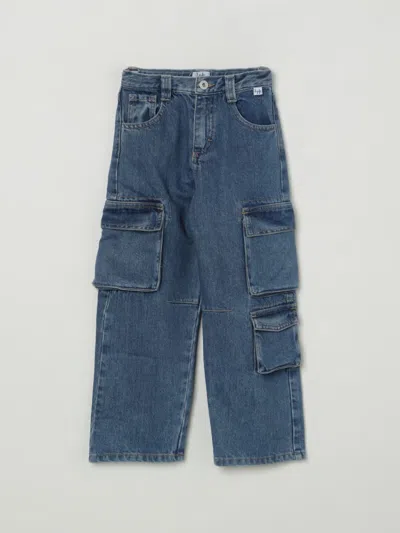 Il Gufo Kids' Denim Cargo  In Denim In Blue
