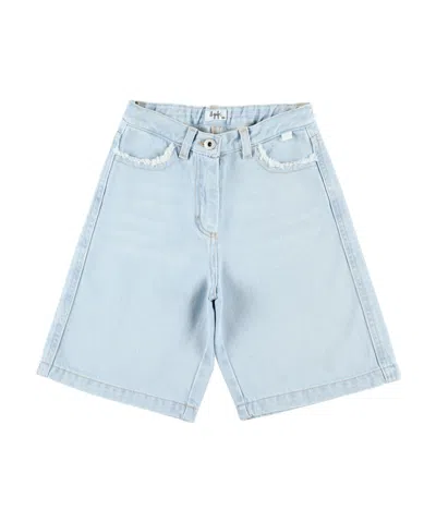 Il Gufo Kids' Denim Shorts With Belt Loops In Blue