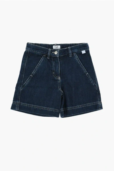 Il Gufo Denims Short With Contrasting Stitchies In Blue