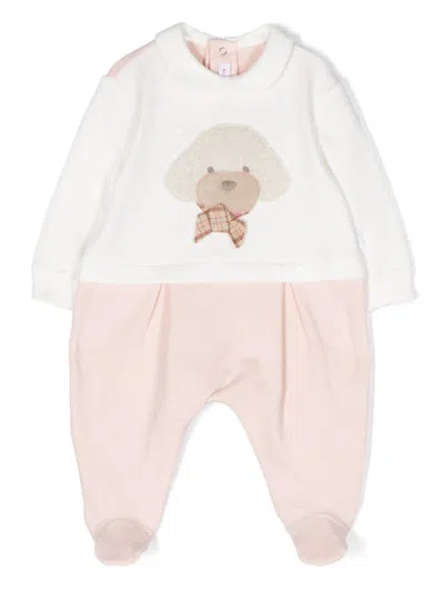 Il Gufo Babies' Dog-appliqué Colour-block Pyjamas In Pink