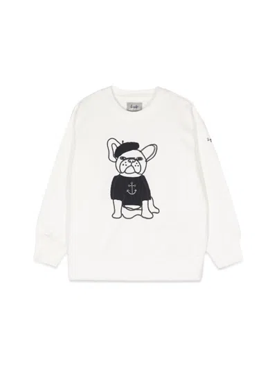 Il Gufo Kids' Dog Crewneck Sweatshirt In White
