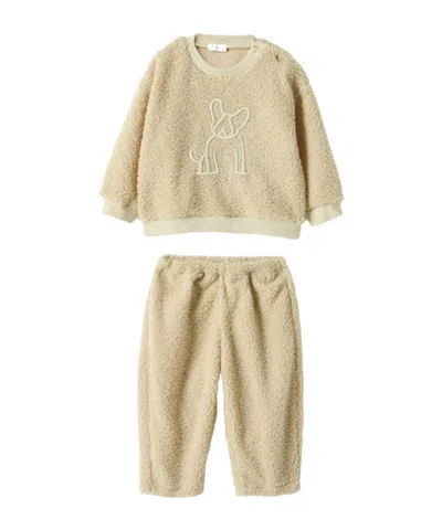 Il Gufo Kids' Dog-embroidered Fleece Tracksuit Set In Animal Print