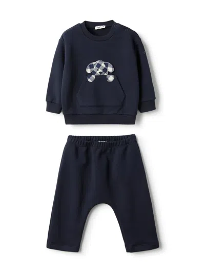 Il Gufo Babies' Dog-motif Trouser Set In Blue