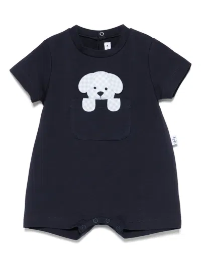 Il Gufo Babies' Dog-patch Romper In Blue