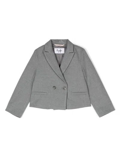 Il Gufo Kids' Double-breasted Blazer In Grey