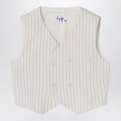 IL GUFO DOUBLE-BREASTED VEST IN PINSTRIPED COTTON
