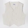 Il Gufo Double-breasted Vest In Pinstriped Cotton In White