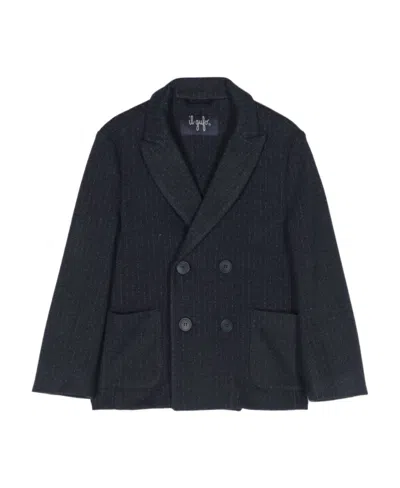 Il Gufo Double-breasting Striped Blazer In Black