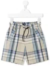 Il Gufo Drawstring Checked Shorts In Neutrals