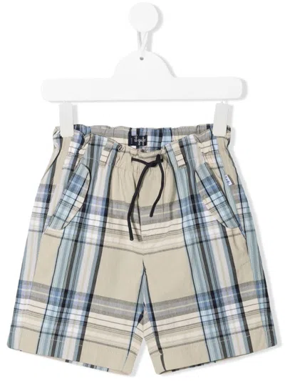 Il Gufo Kids' Drawstring Checked Shorts In Neutrals