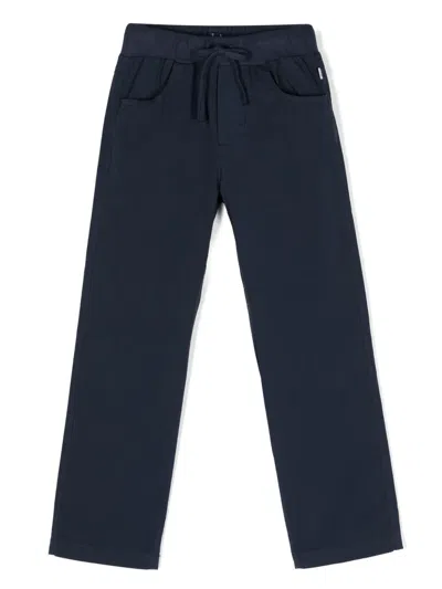 Il Gufo Kids' Drawstring Cotton Trousers In Blue