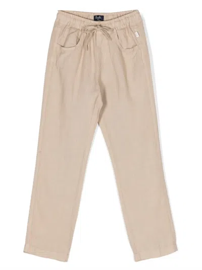 Il Gufo Kids' Drawstring Lightweight Trousers In Neutrals