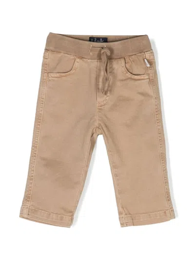 Il Gufo Kids' Drawstring-waist Cotton Trousers In Neutrals