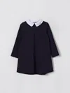Il Gufo Peter Pan Collar Mini Dress In Blue