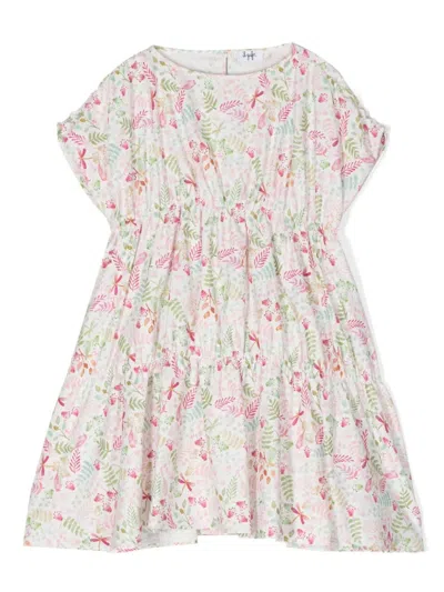 Il Gufo Kids' Floral-print Cotton Dress In Pink