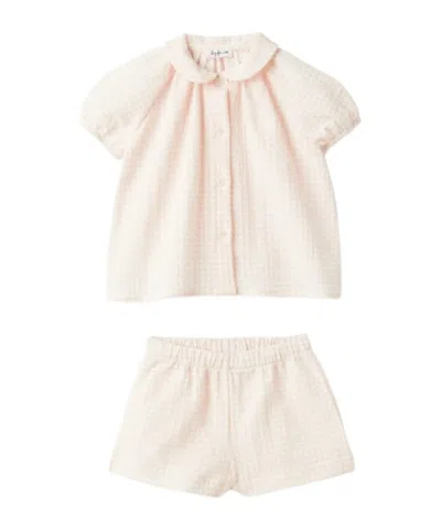 Il Gufo Kids' Gingham-pattern Shorts Set In Pink