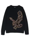 Il Gufo Eagle-intarsia Cotton Jumper In Blue