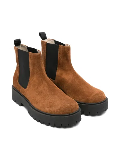 Il Gufo Kids' Elastic-panel Platform Boots In Brown