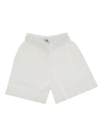Il Gufo Kids' Elastic-waist Linen Casual Shorts In White