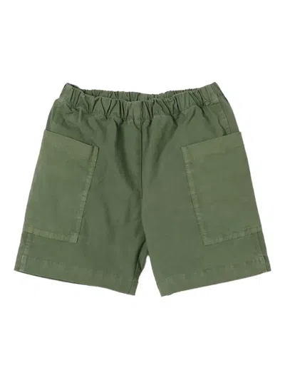 Il Gufo Kids' Elasticated Waist Cargo Shorts In Green