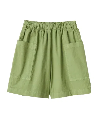 Il Gufo Kids' Elasticated Waist Cargo Shorts In Green