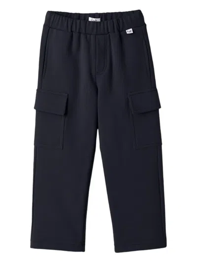 Il Gufo Kids' Elasticated-waist Cargo Track Pants In Black