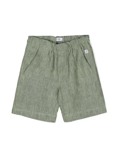 Il Gufo Kids' Elasticated-waist Linen Shorts In Green