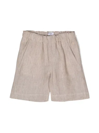 Il Gufo Kids' Elasticated-waist Linen Shorts In Neutrals