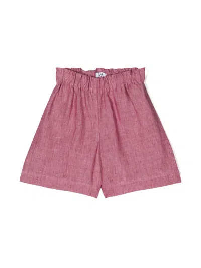 Il Gufo Kids' Elasticated-waist Linen Shorts In Purple
