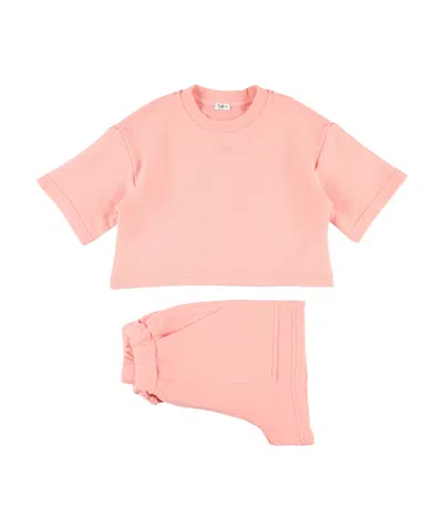Il Gufo Elasticated-waist Short Set In Flamingo Pink
