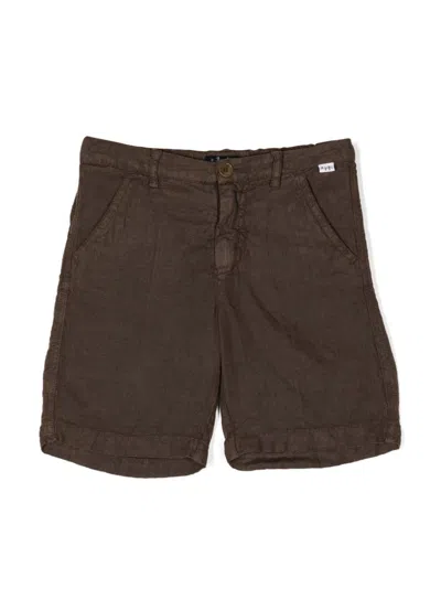 Il Gufo Kids' Elasticated-waistband Linen Shorts In Brown