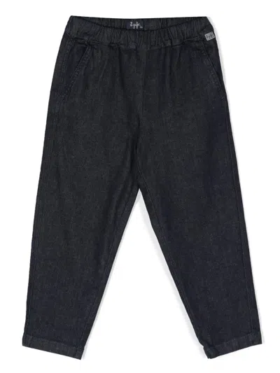 Il Gufo Kids' Elasticated-waistband Straight-leg Jeans In Blue