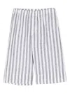 Il Gufo Elasticated-waistband Striped Linen Shorts In Grey