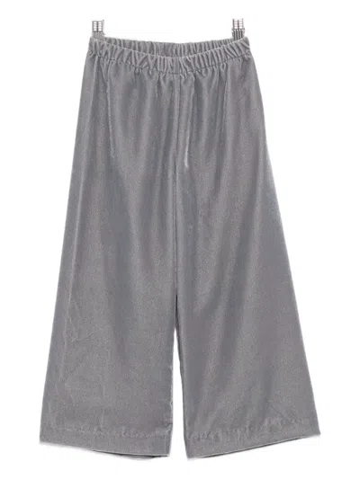 Il Gufo Kids' Elasticated-waistband Velvet Trousers In Gray