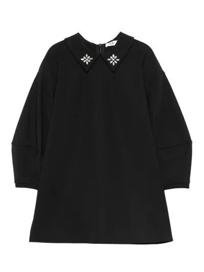 Il Gufo Kids' Embellished Collared Dress In Black