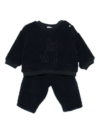 Il Gufo Babies' Embroidered-dog Fleece Tracksuit Set In Blue
