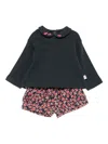Il Gufo Embroidered-floral Shorts Set In Black