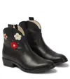 Il Gufo Embroidered Leather Ankle Boots In Black