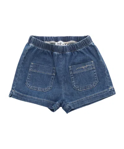 Il Gufo Embroidered-logo Denim Shorts In Blue