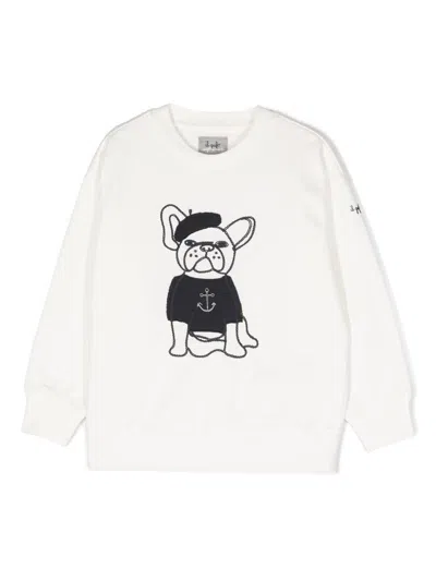 Il Gufo Kids' Embroidered Cotton Sweatshirt In Weiss