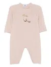 Il Gufo Embroidered-owl Babygrow In Pink