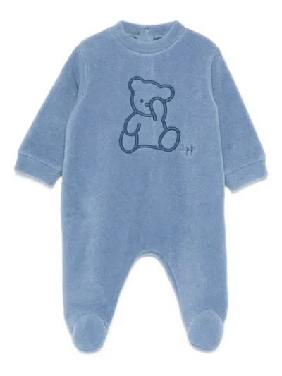 Il Gufo Babies' Embroidered Pajama In Blue