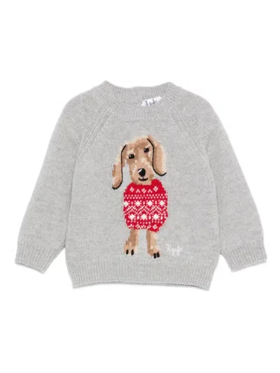 Il Gufo Babies' Embroidered Sweater In Gray