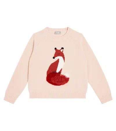 Il Gufo Kids' Fox Intarsia-knit Jumper In Rosa