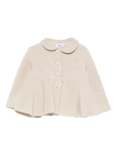 Il Gufo Babies' Embroidered-logo Duffle Coat In Neutrals