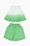 Il Gufo Faded Effect Linen Top And Shorts Set
