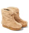 Il Gufo Faux Fur Ankle Boots In Beige